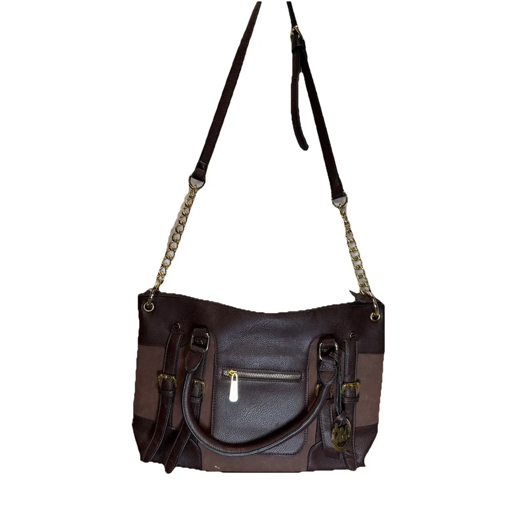 MICHAEL KORS DK CHOCOLATE SLIM SATCHEL PURSE excellent‎ condition
